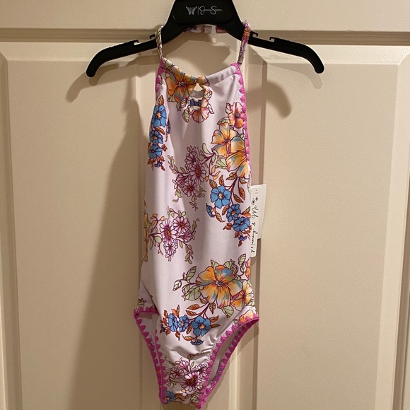 Jessica Simpson Kids Floral One Piece - Pink and Blue - Picture 1 of 5